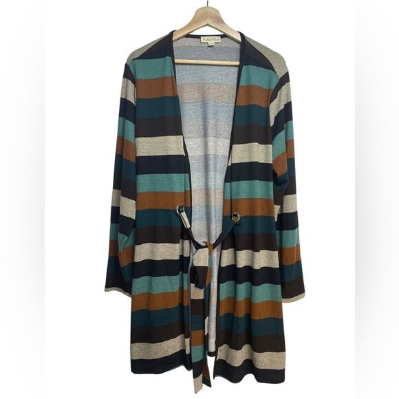 Indigo Rose Striped Long Line Cardigan Sweater 2X - Picture 1 of 6
